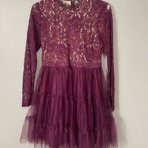 Cute holiday dress. Maroon tulle